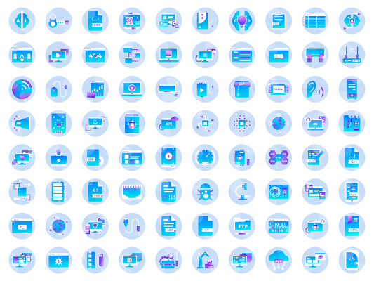 80个简约科技感电脑信息科技icon矢量图标